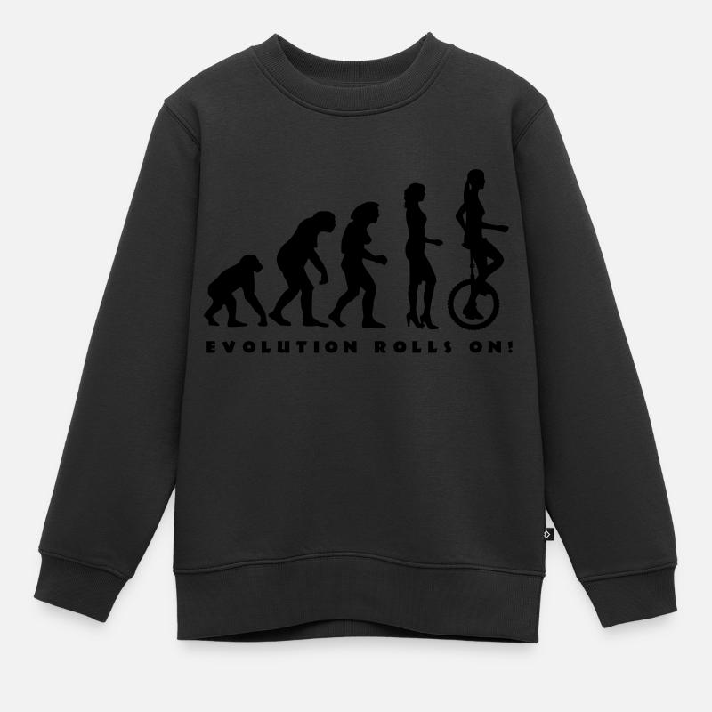 evolution_einradfahrerin_1c_b - Kids Premium Organic Sweatshirt - black