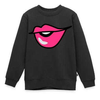 niedlich kissy aufgeworfenen Lippen mit einem - Kinder Premium Organic Sweatshirt - Schwarz - Vorne - AI Model Kid Female (0cm)