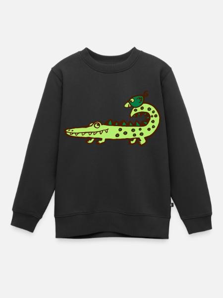 crocodile - Kids Premium Organic Sweatshirt - black