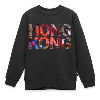Hong Kong - Sweat Premium enfant bio - noir - Devant - AI Model Kid Female (0cm)