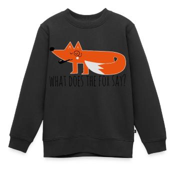 Funny Hipster Swag Trendy comic cartoon renard - Sweat Premium enfant bio - noir - Devant - AI Model Kid Female (0cm)