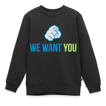 we want you - Sweat Premium enfant bio - noir - Devant - AI Model Kid Female (0cm)