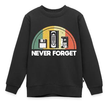 Never Forget Retro Vintage - Kinder Premium Organic Sweatshirt - Schwarz - Vorne - AI Model Kid Female (0cm)