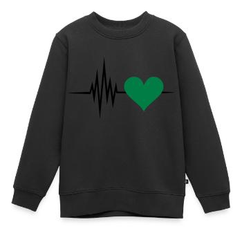 Pulse, coeur, vert, fréquence,nature, vegan, forêt - Sweat Premium enfant bio - noir - Devant - AI Model Kid Female (0cm)
