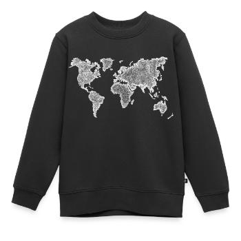 Weltkarte Handmade Dots Dot Painting schwarz - Kinder Premium Organic Sweatshirt - Schwarz - Vorne - AI Model Kid Female (0cm)