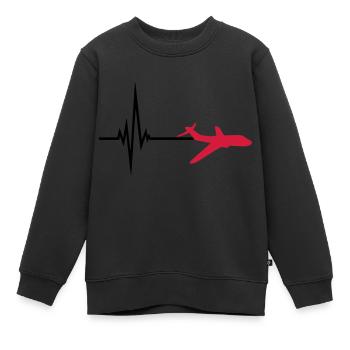 logo impulsion fréquence battement de coeur ligne - Sweat Premium enfant bio - noir - Devant - AI Model Kid Female (0cm)