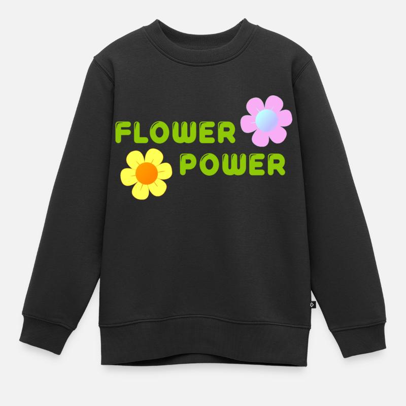 FLOWER POWER - Sweat Premium enfant bio - noir