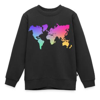 farbige Weltkarte - Kinder Premium Organic Sweatshirt - Schwarz - Vorne - AI Model Kid Female (0cm)
