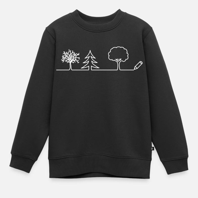 Baum zeichnen - Kinder Premium Organic Sweatshirt - Schwarz