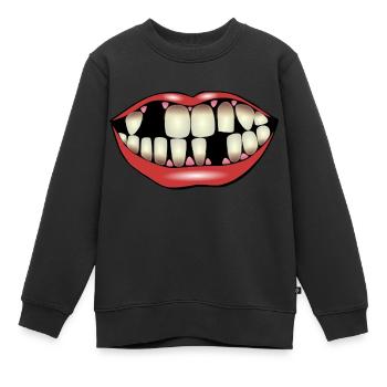 Faule Zähne - Humor Zahnhygienegeschenk - Kinder Premium Organic Sweatshirt - Schwarz - Vorne - AI Model Kid Female (0cm)