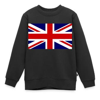 Drapeau Union Jack - Angleterre - Sweat Premium enfant bio - noir - Devant - AI Model Kid Female (0cm)