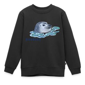 Seehund, Nordsee, Meer - Kinder Premium Organic Sweatshirt - Schwarz - Vorne - AI Model Kid Female (0cm)