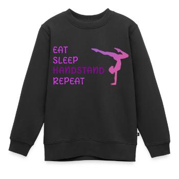Eat Sleep Handstand Répéter - Sweat Premium enfant bio - noir - Devant - AI Model Kid Female (0cm)
