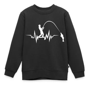 Fishing Heartbeat - Kinder Premium Organic Sweatshirt - Schwarz - Vorne - AI Model Kid Female (0cm)
