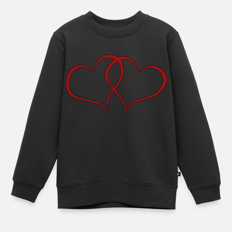 deux coeurs rouges - Sweat Premium enfant bio - noir