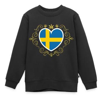 Suède drapeau suédois drapeau blason drapeau - Sweat Premium enfant bio - noir - Devant - AI Model Kid Female (0cm)