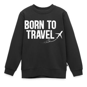 Born to Travel - Sweat Premium enfant bio - noir - Devant - AI Model Kid Female (0cm)