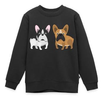 Zwei Bullys - Französische Bulldogge - Kinder Premium Organic Sweatshirt - Schwarz - Vorne - AI Model Kid Female (0cm)