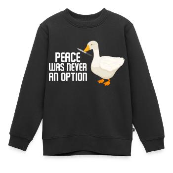 Peace Was Never An Option Goose Game - Sweat Premium enfant bio - noir - Devant - AI Model Kid Female (0cm)