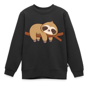 Faultier schlafen Ast müde Müdigkeit faul ausruhen - Kinder Premium Organic Sweatshirt - Schwarz - Vorne - AI Model Kid Female (0cm)