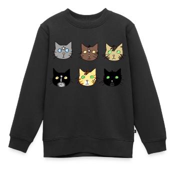 cats, Katzen, wie Warrior - Kinder Premium Organic Sweatshirt - Schwarz - Vorne - AI Model Kid Female (0cm)