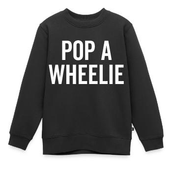 Pop un Wheelie - Sweat Premium enfant bio - noir - Devant - AI Model Kid Female (0cm)