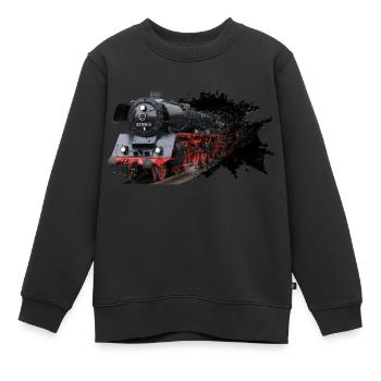 Dampflok 03 1010 - Kinder Premium Organic Sweatshirt - Schwarz - Vorne - AI Model Kid Female (0cm)