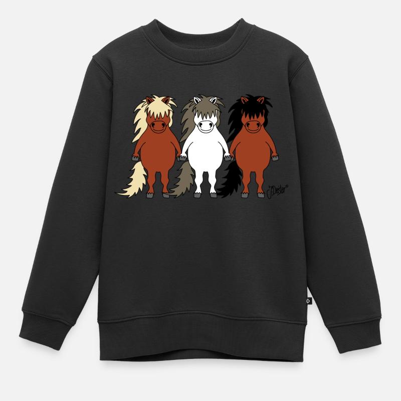 Islandpferdchen - Kinder Premium Organic Sweatshirt - Schwarz
