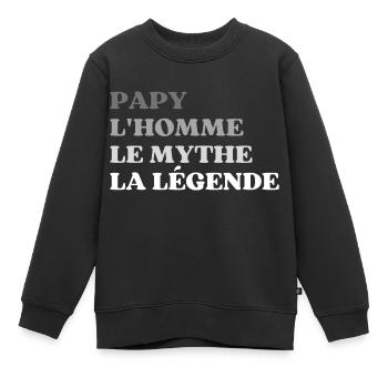 Papy l homme le mythe la légende - Sweat Premium enfant bio - noir - Devant - AI Model Kid Female (0cm)