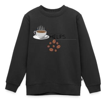 Coffee Helps - Kinder Premium Organic Sweatshirt - Schwarz - Vorne - AI Model Kid Female (0cm)