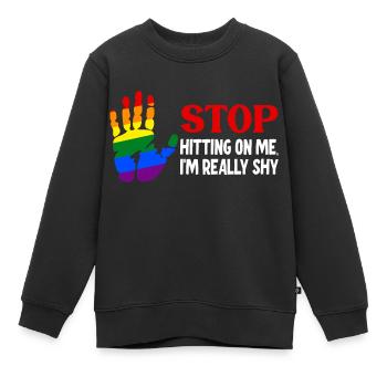 Arrêtez de me draguer, je suis timide - Sweat Premium enfant bio - noir - Devant - AI Model Kid Female (0cm)