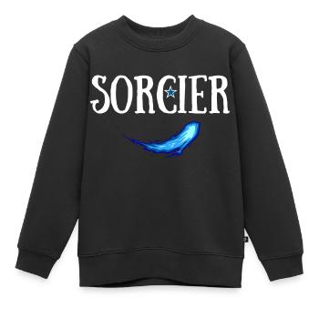 SORCIER JDR SORTILEGE - Sweat Premium enfant bio - noir - Devant - AI Model Kid Female (0cm)