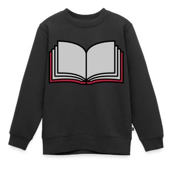 Pages du livre ouvert de l’école - Sweat Premium enfant bio - noir - Devant - AI Model Kid Female (0cm)