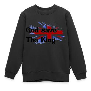 God Save the King - New King England - Kinder Premium Organic Sweatshirt - Schwarz - Vorne - AI Model Kid Female (0cm)