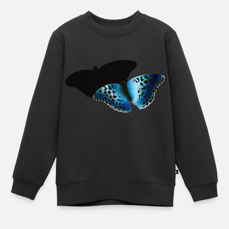 Blue Butterfly - Kids Premium Organic Sweatshirt - black