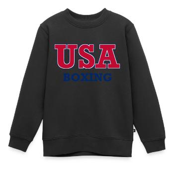 BOXE USA - Couleurs nationales - États-Unis - Sweat Premium enfant bio - noir - Devant - AI Model Kid Female (0cm)