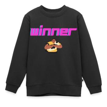GEWINNER - Kinder Premium Organic Sweatshirt - Schwarz - Vorne - AI Model Kid Female (0cm)