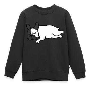 Schlafende Französische Bulldogge Faulenzer - Kinder Premium Organic Sweatshirt - Schwarz - Vorne - AI Model Kid Female (0cm)