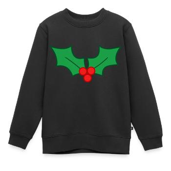 Houx de noel porte bonheur - Sweat Premium enfant bio - noir - Devant - AI Model Kid Female (0cm)