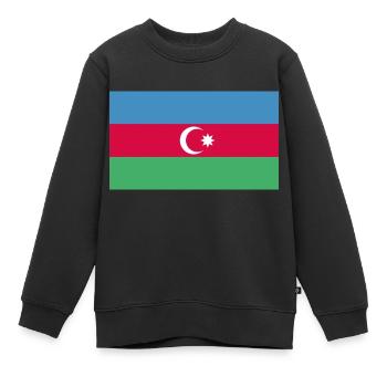 Aserbaidschans Flagge WM EM - Kinder Premium Organic Sweatshirt - Schwarz - Vorne - AI Model Kid Female (0cm)