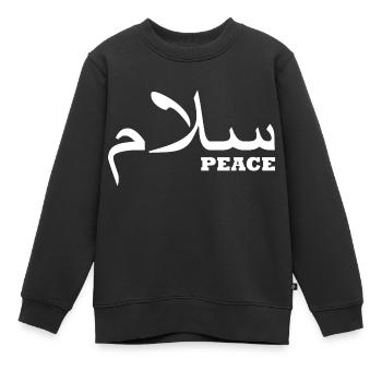 Frieden auf arabisch - Kinder Premium Organic Sweatshirt - Schwarz - Vorne - AI Model Kid Female (0cm)