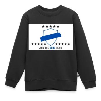 JOIN THE BLUE TEAM // WHITE VERSION - Kinder Premium Organic Sweatshirt - Schwarz - Vorne - AI Model Kid Female (0cm)