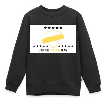 JOIN THE YELLOW TEAM // WHITE VERSION - Kinder Premium Organic Sweatshirt - Schwarz - Vorne - AI Model Kid Female (0cm)