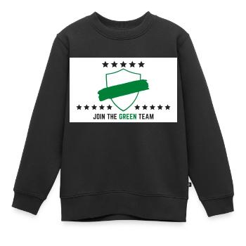JOIN THE GREEN TEAM // WHITE VERSION - Kinder Premium Organic Sweatshirt - Schwarz - Vorne - AI Model Kid Female (0cm)
