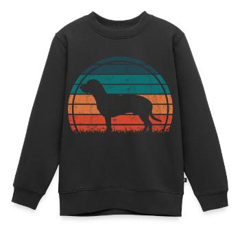 Hanovrien Hanover Sweat Dog Vintage Rétro - Sweat Premium enfant bio - noir - Devant - AI Model Kid Female (0cm)