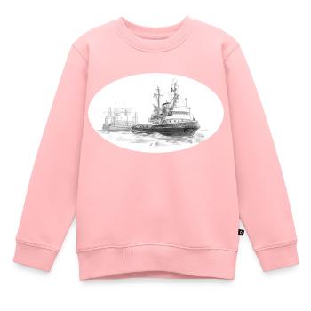 Remorqueur de mer avec remorque - Sweat Premium enfant bio - rose - Devant - AI Model Kid Female (0cm)