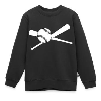 Baseball und 2 Schläger - Kinder Premium Organic Sweatshirt - Schwarz - Vorne - AI Model Kid Female (0cm)