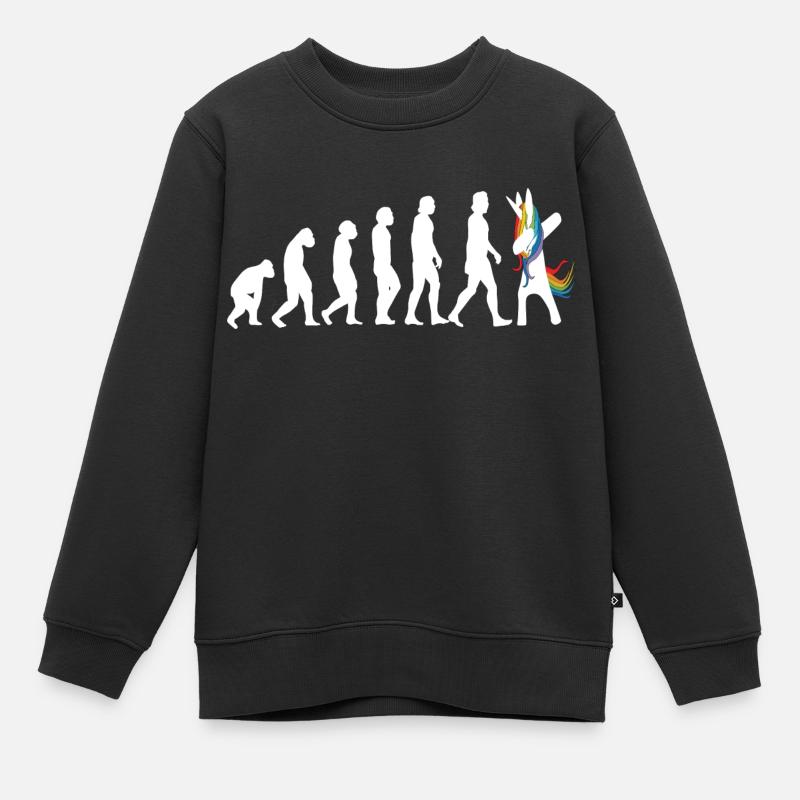 Evolution Einhorn das ist die Geschichte - Kinder Premium Organic Sweatshirt - Schwarz