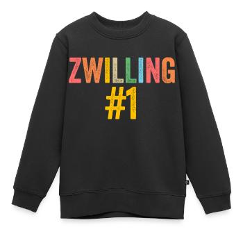 Zwillingsgeschwister Zwilling Zwillinge - Kinder Premium Organic Sweatshirt - Schwarz - Vorne - AI Model Kid Female (0cm)