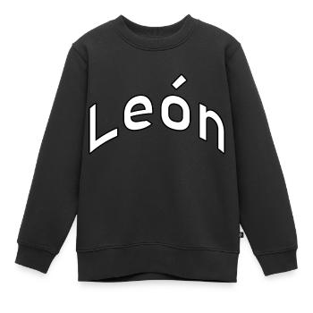 León - Kids Premium Organic Sweatshirt - black - Front - AI Model Kid Female (0cm)